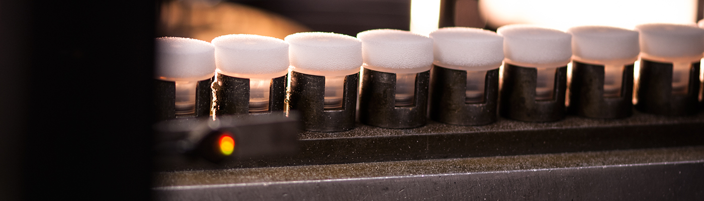 White foam pads being created in machine